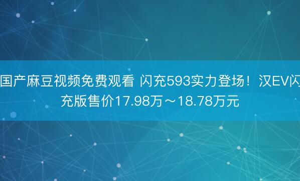 国产麻豆视频免费观看 闪充593实力登场！汉EV闪充版售价17.98万～18.78万元