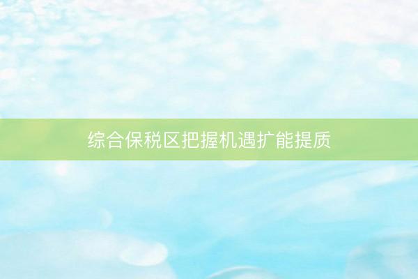 综合保税区把握机遇扩能提质