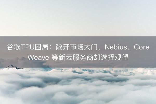 谷歌TPU困局：敞开市场大门，Nebius、CoreWeave 等新云服务商却选择观望