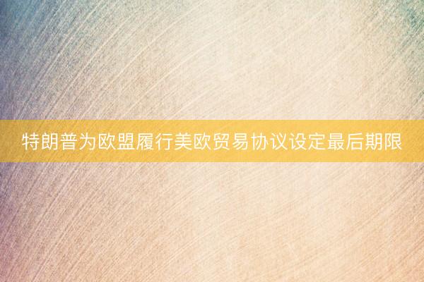 特朗普为欧盟履行美欧贸易协议设定最后期限