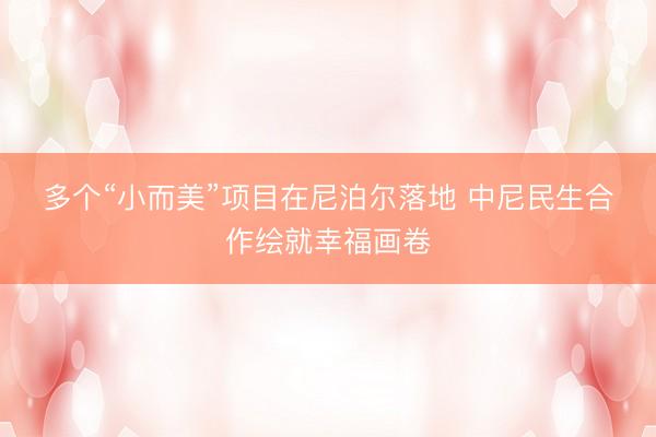 多个“小而美”项目在尼泊尔落地 中尼民生合作绘就幸福画卷