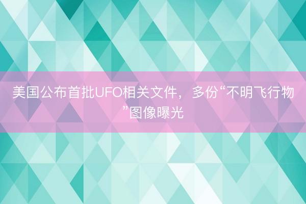 美国公布首批UFO相关文件，多份“不明飞行物”图像曝光