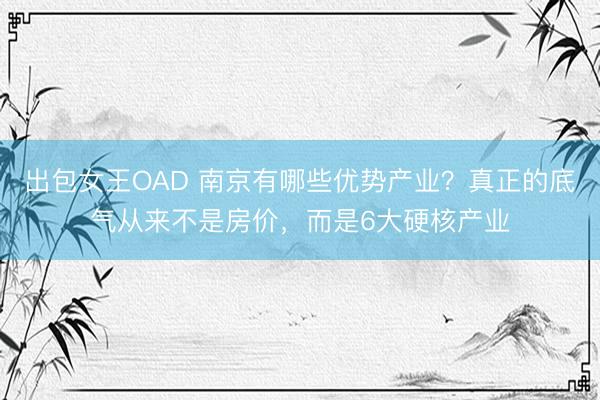 出包女王OAD 南京有哪些优势产业？真正的底气从来不是房价，而是6大硬核产业
