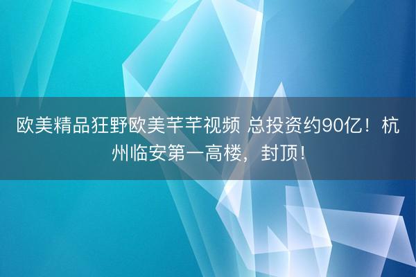 欧美精品狂野欧美芊芊视频 总投资约90亿！杭州临安第一高楼，封顶！