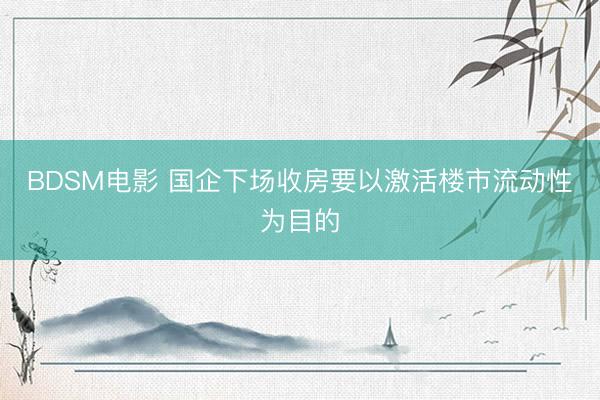 BDSM电影 国企下场收房要以激活楼市流动性为目的