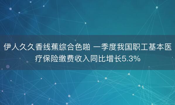 伊人久久香线蕉综合色啪 一季度我国职工基本医疗保险缴费收入同比增长5.3%
