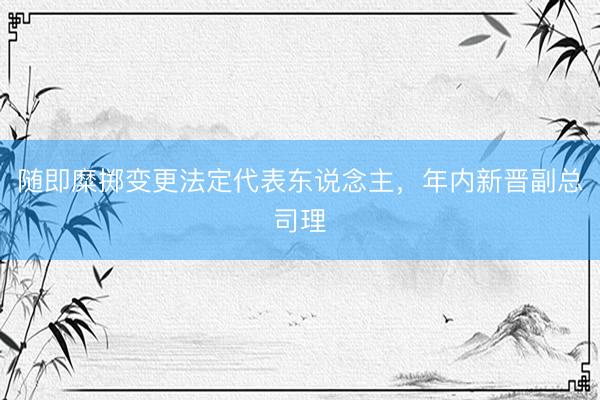 随即糜掷变更法定代表东说念主，年内新晋副总司理