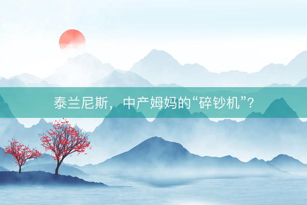 泰兰尼斯，中产姆妈的“碎钞机”？