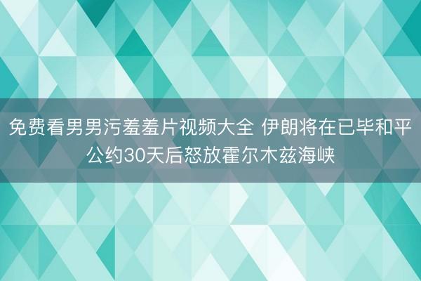 免费看男男污羞羞片视频大全 伊朗将在已毕和平公约30天后怒放霍尔木兹海峡