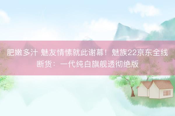 肥嫩多汁 魅友情愫就此谢幕！魅族22京东全线断货：一代纯白旗舰透彻绝版