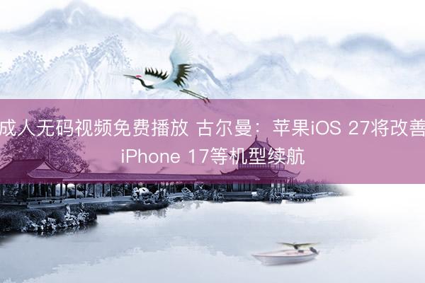 成人无码视频免费播放 古尔曼：苹果iOS 27将改善iPhone 17等机型续航