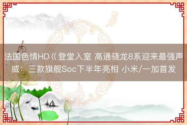 法国色情HD巜登堂入室 高通骁龙8系迎来最强声威：三款旗舰Soc下半年亮相 小米/一加首发