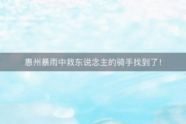 惠州暴雨中救东说念主的骑手找到了！